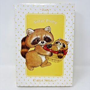 Montag Sittin Pretty Critter Sitters Stationary Raccoons Partial Box VTG 80s Lot